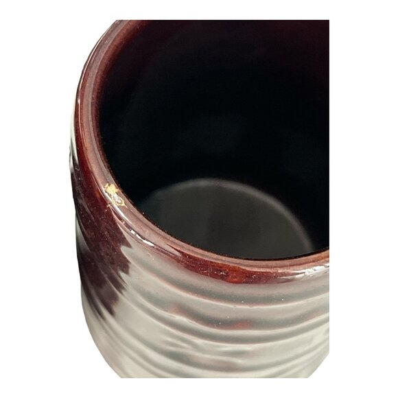 Vintage USA Pottery Brown Drip Barrel Mugs – Set of 2 – 1950s–1970s - Picture 5 of 6